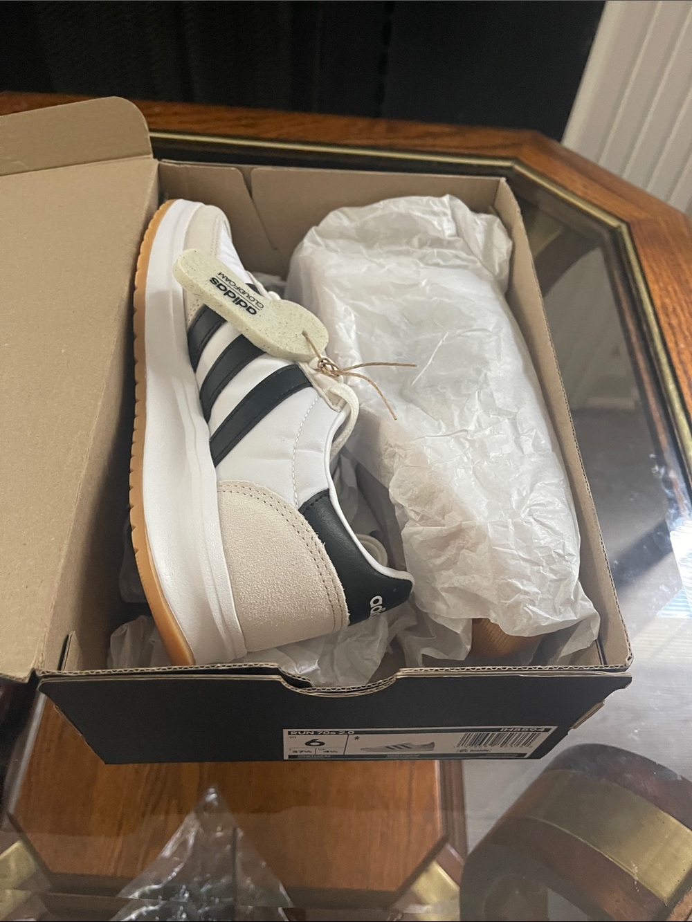 adidas WOMen's White and Black Retro Running Sneakers - Picture 7 of 8